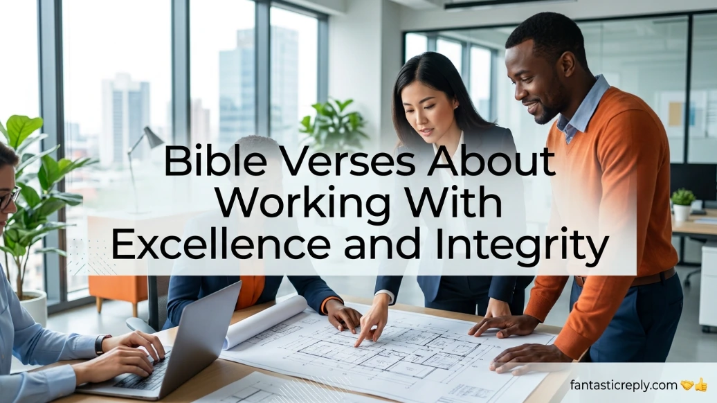Bible Verses About Working With Excellence and Integrity Introduction In today’s fast-paced world, it can be tempting to take shortcuts, cut corners, or simply do the minimum required. Whether you work in an office, run a business, study at school, manage a home, or serve in ministry, the pressure to succeed can sometimes overshadow the importance of doing what is right. Yet God calls His people to a higher standard—one marked by excellence, honesty, diligence, and integrity. The Bible teaches that our work is much more than earning a paycheck or completing daily tasks. Every responsibility is an opportunity to honor God, serve others, and reflect Christ's character. Excellence is not about perfection or impressing people; it is about giving God our very best. Integrity means remaining honest and faithful even when no one is watching. If you've ever wondered how to stay faithful in your workplace, maintain strong moral values, or glorify God through your daily efforts, Scripture offers timeless wisdom and encouragement. These Bible verses about working with excellence and integrity remind us that God notices every faithful act and blesses those who walk uprightly. Quick Answer The Bible teaches that believers should work with excellence and integrity because their ultimate employer is the Lord. Scripture encourages diligence, honesty, faithfulness, humility, and wholehearted service in every task. Whether people notice or not, God values sincere work done with a pure heart. Living with excellence and integrity builds trust, reflects Christ's character, and becomes a powerful witness to others. What Does the Bible Say About Working With Excellence and Integrity? From Genesis to Revelation, the Bible consistently teaches that work is a gift from God. Before sin entered the world, Adam was given meaningful work in the Garden of Eden. This shows that work itself is honorable and part of God's design for humanity. God desires His people to perform every task faithfully, whether the job seems important or ordinary. Excellence means offering our best efforts because we serve the Lord rather than seeking human praise. Integrity means being truthful, dependable, and morally upright even when it costs us something. Throughout Scripture, faithful servants such as Joseph, Daniel, Ruth, and Nehemiah demonstrated remarkable excellence and unwavering integrity. Their commitment to honoring God in difficult circumstances opened doors of blessing and influence. The Bible reminds believers that success is not measured only by promotions or wealth but by faithfulness to God's standards. When Christians work with excellence and integrity, they become living testimonies of God's goodness in the workplace, at home, and in every area of life. Bible Verses About Working With Excellence and Integrity Excellence Means Working Wholeheartedly for God Colossians 3:23–24 "Whatever you do, work heartily, as for the Lord and not for men." Meaning & Biblical Context Paul wrote these words to encourage believers to see every task as service to Christ. Even ordinary responsibilities become acts of worship when performed for God's glory. Practical Life Application Give your best effort regardless of who is watching. Avoid laziness, complaining, or working only when supervised. Remember that God sees your faithfulness. Why This Verse Still Matters Today Many people seek approval from employers or coworkers, but this verse reminds us that our greatest reward comes from God. Proverbs 22:29 "Do you see a man skillful in his work? He will stand before kings; he will not stand before obscure men." Meaning & Biblical Context This proverb celebrates diligence, competence, and developing one's abilities. Excellence often creates opportunities for greater responsibility. Practical Life Application Continue learning new skills, improve your abilities, and pursue quality in everything you do. Why This Verse Still Matters Today Professional excellence still opens doors while giving Christians opportunities to glorify God through their work. Integrity Builds Trust Proverbs 10:9 "Whoever walks in integrity walks securely, but whoever takes crooked paths will be found out." Meaning & Biblical Context Solomon emphasizes that honesty provides lasting security, while deception eventually brings consequences. Practical Life Application Be truthful in your reports, finances, conversations, and commitments—even when dishonesty seems easier. Why This Verse Still Matters Today Integrity remains one of the most valuable qualities in workplaces, businesses, churches, and families. Proverbs 11:3 "The integrity of the upright guides them, but the unfaithful are destroyed by their duplicity." Meaning & Biblical Context Integrity acts like a compass that helps believers make wise decisions according to God's principles. Practical Life Application When faced with difficult choices, let biblical values guide your actions instead of personal gain. Why This Verse Still Matters Today In a world where ethics are often compromised, integrity continues to distinguish faithful believers. Faithfulness in Small Things Matters Luke 16:10 "Whoever can be trusted with very little can also be trusted with much." Meaning & Biblical Context Jesus taught that faithfulness begins with small responsibilities before greater opportunities are given. Practical Life Application Treat every assignment, no matter how small, with seriousness and care. Why This Verse Still Matters Today Employers, churches, and communities value people who consistently prove themselves trustworthy. Matthew 5:16 "Let your light shine before others, that they may see your good deeds and glorify your Father in heaven." Meaning & Biblical Context Jesus encourages believers to live visibly faithful lives that point people toward God. Practical Life Application Let kindness, honesty, punctuality, and quality work become part of your Christian witness. Why This Verse Still Matters Today Excellent work combined with Christlike character often speaks louder than words. Honesty Honors God Ephesians 4:28 "Let the thief no longer steal, but rather let him labor, doing honest work with his own hands." Meaning & Biblical Context Paul contrasts dishonest living with productive, honest work that benefits others. Practical Life Application Earn your income honestly, avoid fraud, and use your resources generously. Why This Verse Still Matters Today God values honest labor and calls believers to become blessings in their communities. 2 Corinthians 8:21 "For we aim at what is honorable not only in the Lord's sight but also in the sight of man." Meaning & Biblical Context Paul emphasized maintaining financial transparency and ethical behavior to preserve Christian credibility. Practical Life Application Handle money, responsibilities, and leadership with complete honesty. Why This Verse Still Matters Today Integrity strengthens trust both inside and outside the church. God Rewards Diligence Proverbs 12:24 "The hand of the diligent will rule, while the slothful will be put to forced labor." Meaning & Biblical Context Diligence often leads to greater opportunities, while laziness limits growth. Practical Life Application Develop good habits, manage your time wisely, and remain consistent. Why This Verse Still Matters Today Hard work combined with wisdom continues to produce lasting influence and success. 1 Corinthians 10:31 "Whether therefore you eat, or drink, or whatever you do, do all to the glory of God." Meaning & Biblical Context Paul teaches that every part of life—including work—should bring honor to God. Practical Life Application Before beginning each day, dedicate your work to God and seek to glorify Him through your actions. Why This Verse Still Matters Today This verse transforms ordinary work into meaningful worship. Applying These Bible Verses in Everyday Life Following God's standard of excellence and integrity requires intentional daily choices. Here are practical ways to live out these biblical principles: Begin every workday with prayer, asking God for wisdom and strength. Complete tasks with your best effort, even when no one is watching. Speak truthfully and keep your promises. Respect coworkers, customers, employers, and employees. Avoid gossip, dishonesty, and unethical shortcuts. Continue learning and improving your skills. Accept correction with humility and a teachable spirit. Remember that your work is ultimately an act of worship to God. When believers consistently practice excellence and integrity, they reflect Christ's character and become lights in their workplaces and communities. A Prayer for Excellence and Integrity at Work Heavenly Father, Thank You for the gift of work and the opportunities You give me each day to serve You. Help me to work with excellence, honesty, diligence, and humility. Guard my heart from laziness, pride, dishonesty, and selfish ambition. Teach me to honor You in every responsibility, whether large or small. Fill me with wisdom to make righteous decisions and courage to stand for what is right, even when it is difficult. Let my words, attitudes, and actions reflect the character of Jesus. Use my work to bless others and bring glory to Your name. May my life become a testimony of Your faithfulness, and may everything I do point people toward You. In Jesus' name, Amen. FAQs Is excellence the same as perfection? No. Biblical excellence means giving God your best, while perfection is impossible for humans. Why is integrity important to God? Integrity reflects God's holy character and builds trust with others. Can ordinary jobs glorify God? Yes. Every honest job can honor God when done faithfully. Does God reward faithful work? Yes. God sees every act of faithfulness and promises eternal rewards for those who serve Him sincerely. Which Bible verse best encourages hard work? Colossians 3:23–24 is one of the clearest verses about working wholeheartedly for the Lord. How can I stay honest in a difficult workplace? Pray for wisdom, rely on Scripture, and choose God's approval over human acceptance. Does God care about my daily work? Absolutely. God values faithful service in every area of life. How can Christians show integrity at work? By being honest, dependable, respectful, accountable, and consistent in every responsibility. Conclusion Working with excellence and integrity is more than a professional skill—it is a spiritual calling. The Bible teaches that every task, no matter how small, can become an act of worship when done for God's glory. Through diligence, honesty, faithfulness, and wholehearted service, believers reflect the character of Christ and become powerful witnesses in the world. The verses we explored remind us that God sees our efforts, values our integrity, and rewards faithful obedience. While the world often measures success by wealth, status, or recognition, God measures success by a heart that remains faithful to Him. As you step into your workplace, classroom, business, ministry, or home each day, remember that you are serving the Lord above all. Let excellence become your habit, integrity become your reputation, and Christ become the reason behind everything you do. When you honor God with your work, your life becomes a testimony that points others to His faithfulness, wisdom, and unfailing love.